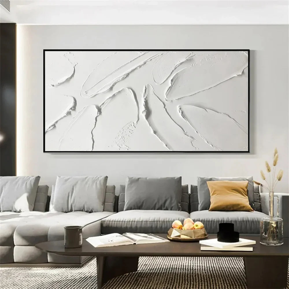 White Minimalist Textured Wall Art #MT127