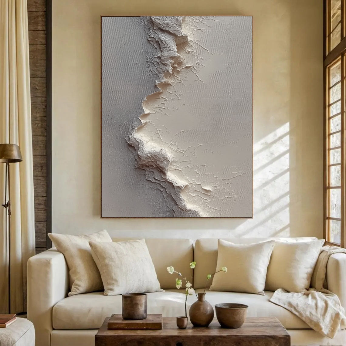 Minimalist Vertical Ridge | White Texture