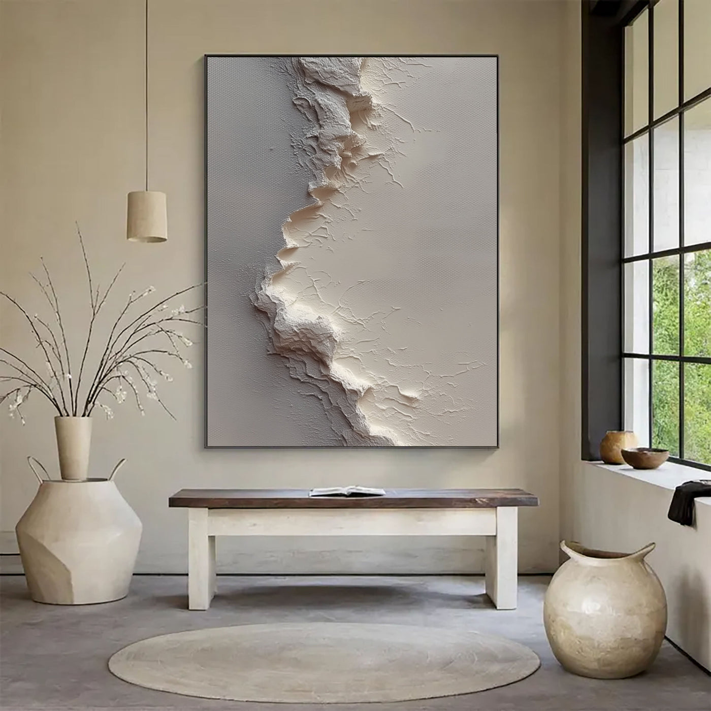 Minimalist Vertical Ridge | White Texture
