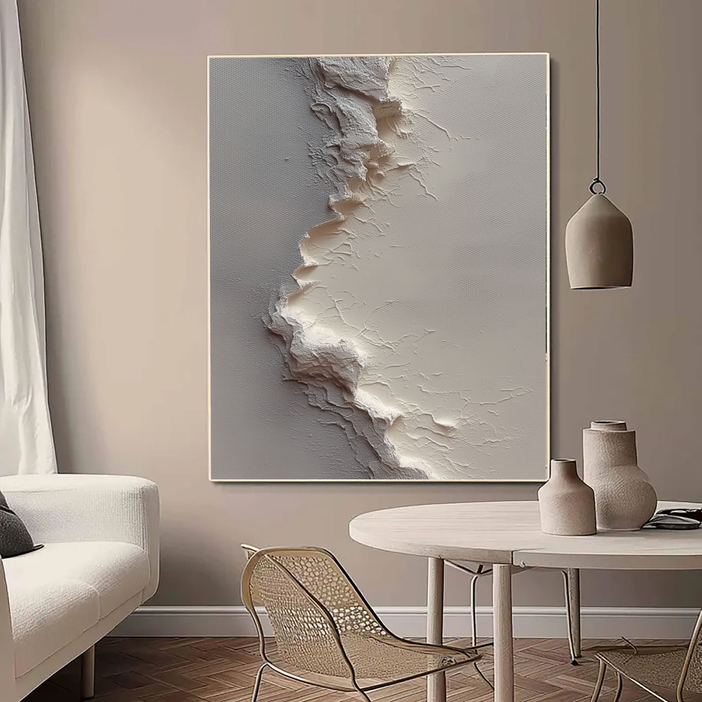 Minimalist Vertical Ridge | White Texture