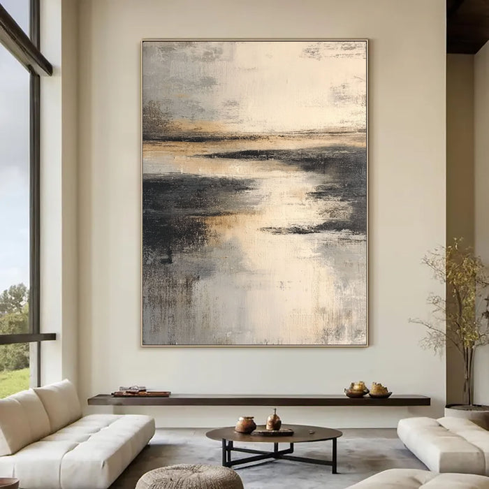 Abstract Metallic Horizon | Gold Grey