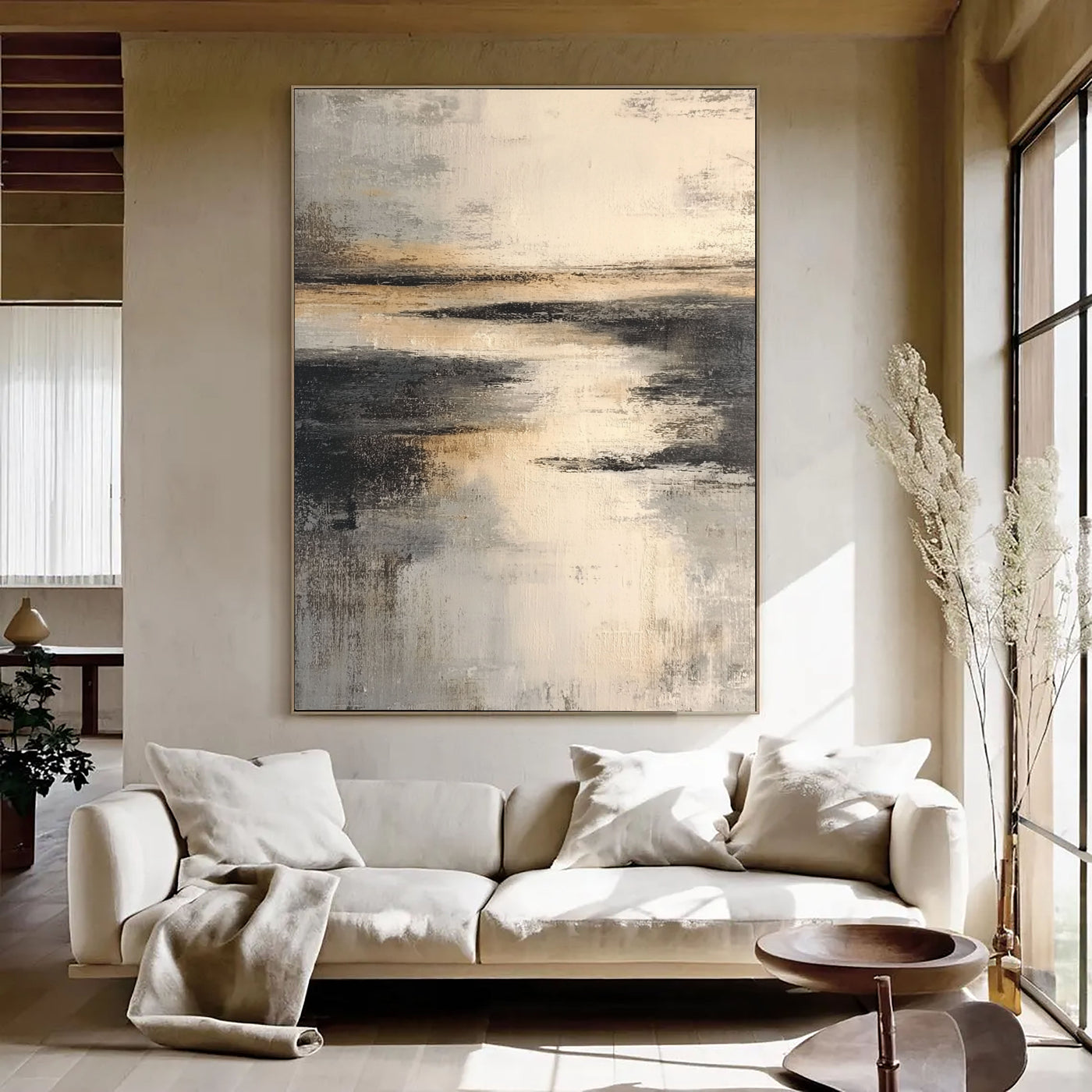 Abstract Metallic Horizon | Gold Grey