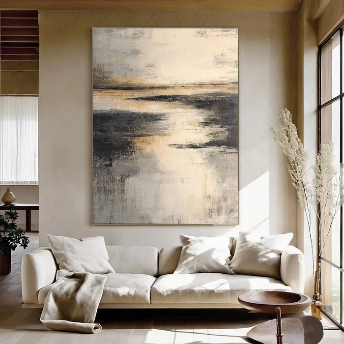Abstract Metallic Horizon | Gold Grey