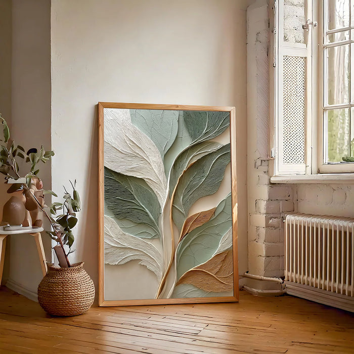 Textured Botanical Leaves | Sage Gold