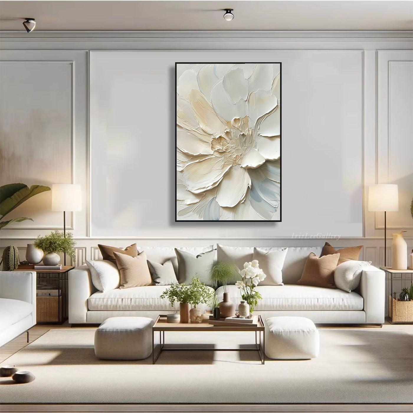 Textured Floral Grandeur | Ivory Blossom