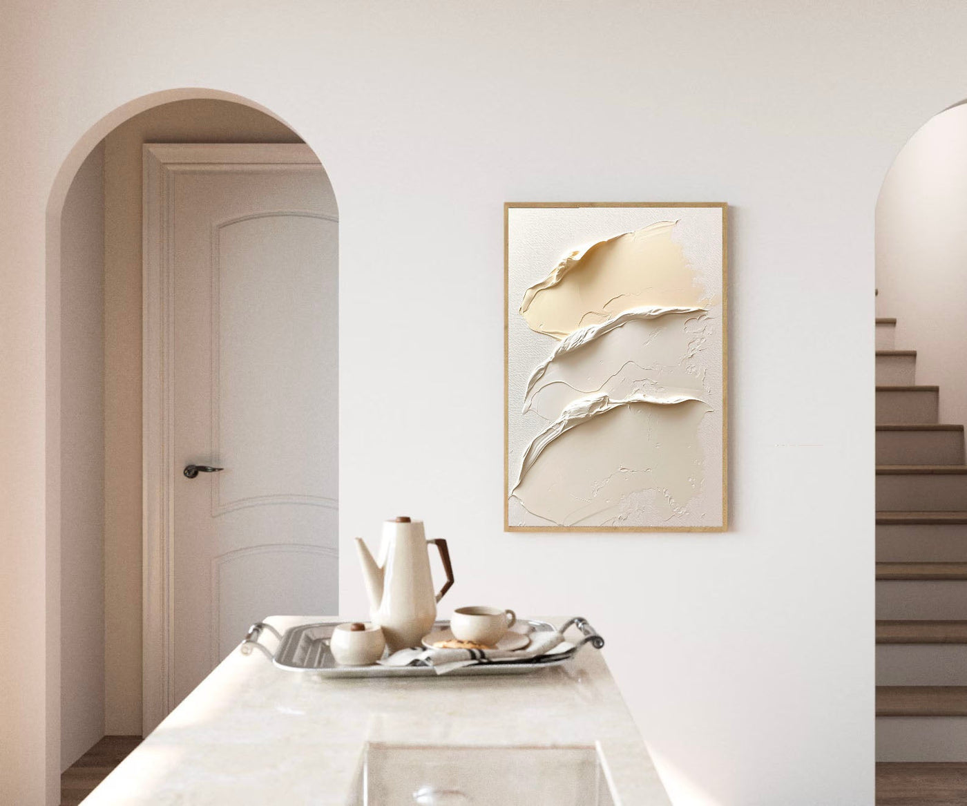 Textured Cream Dynamism | Beige Wave