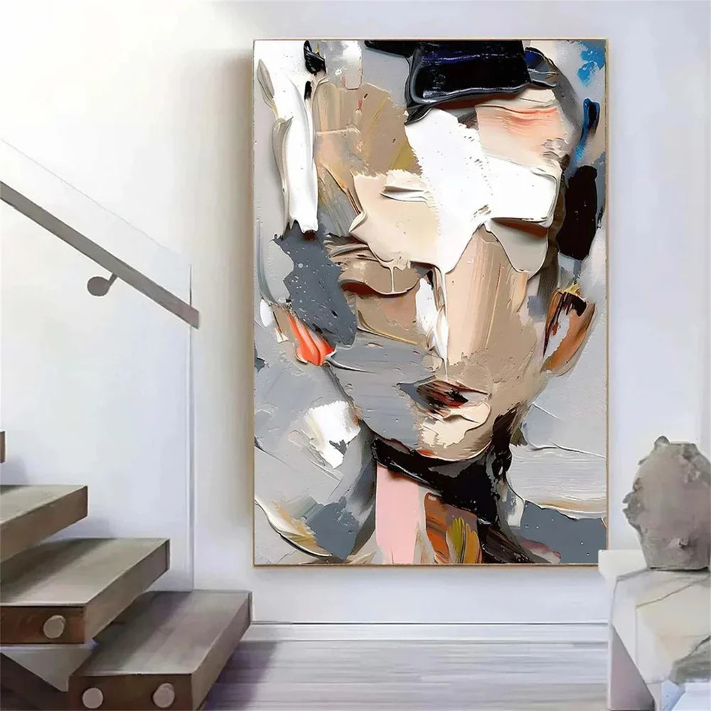 Abstract Portrait Textured Wall Art #PB017