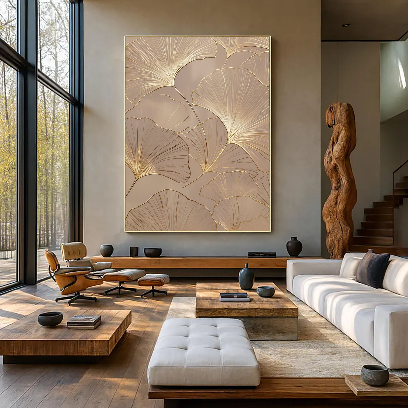 Textured Ginkgo Opulence | Golden Leaf