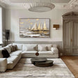 Textured Sailboat Splendor | Grey Gold