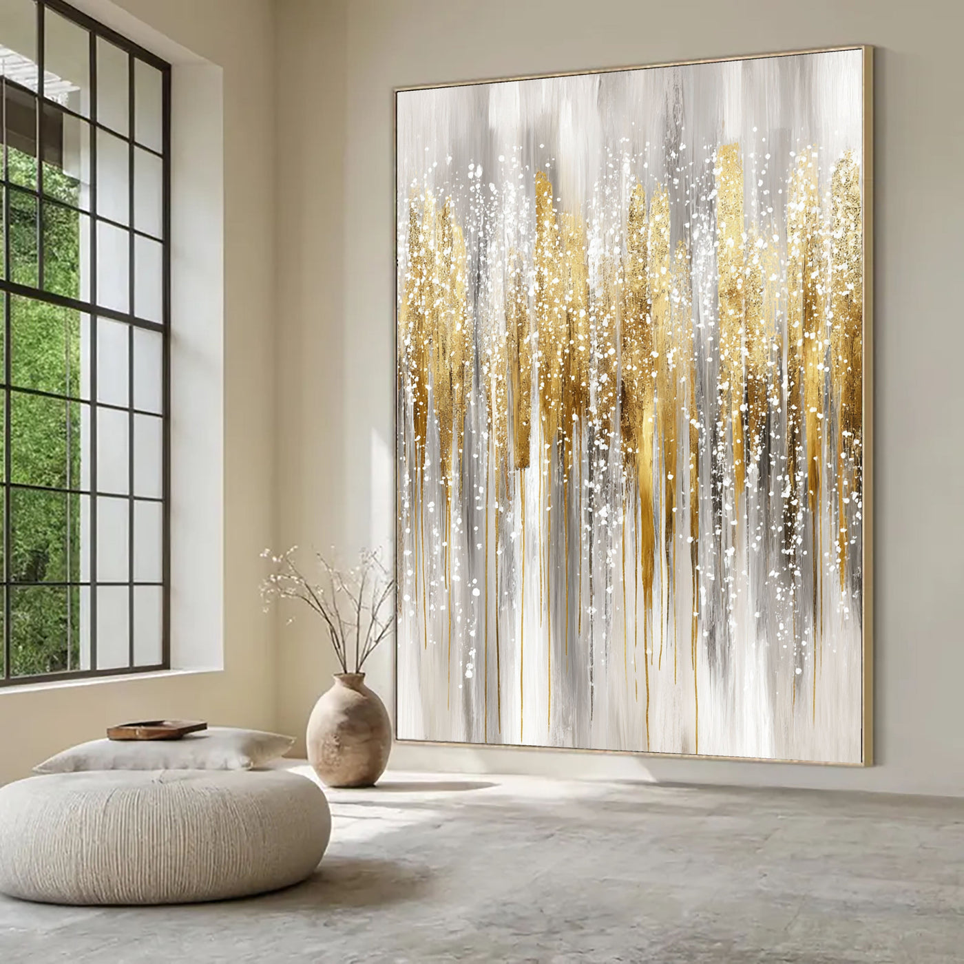 Textured Gilded Streaks | Grey Gold