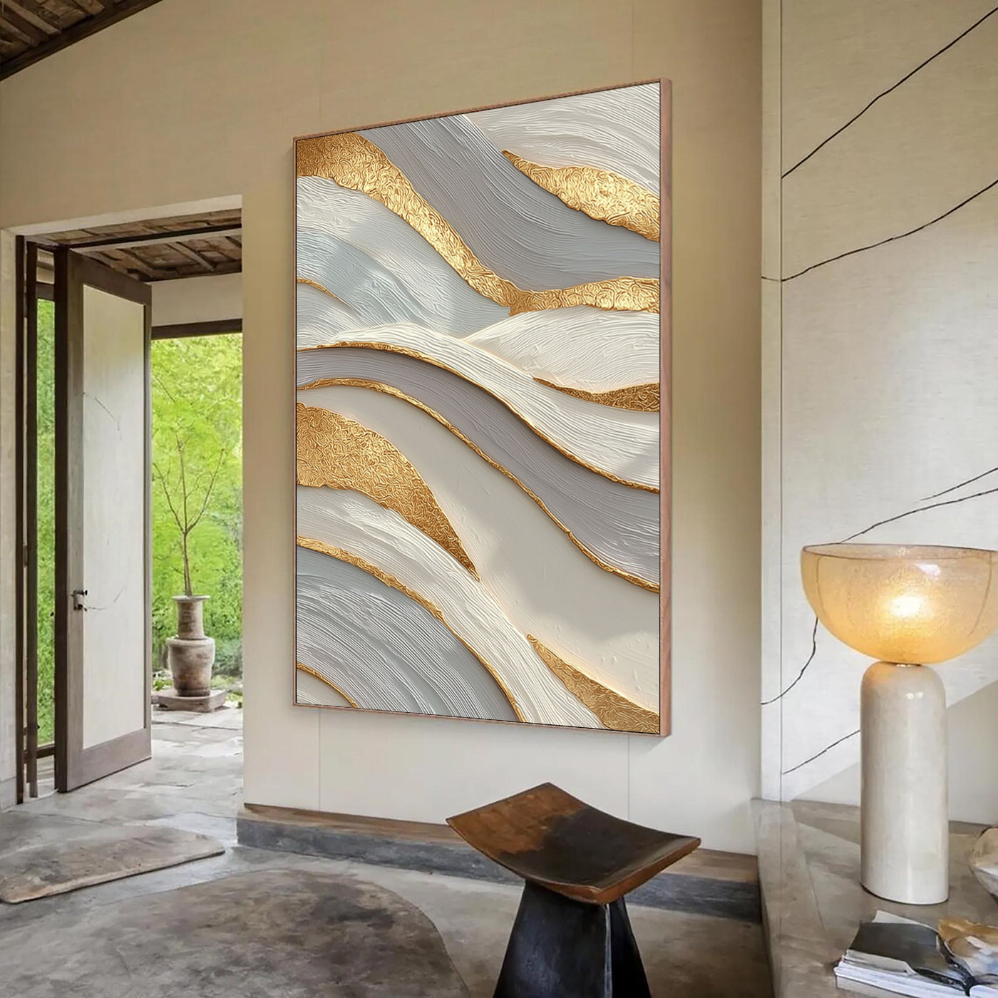 Luxurious Textured Waves | Gold Leaf