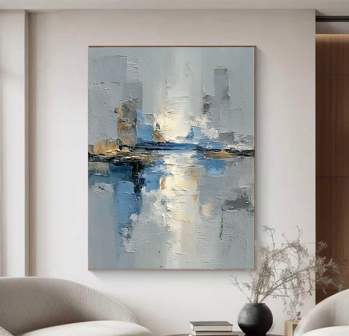 Textured Cityscape Reflections | Blue Grey