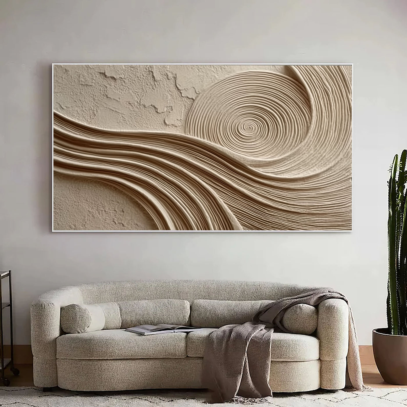 Hypnotic Spiral Texture | Beige Waves