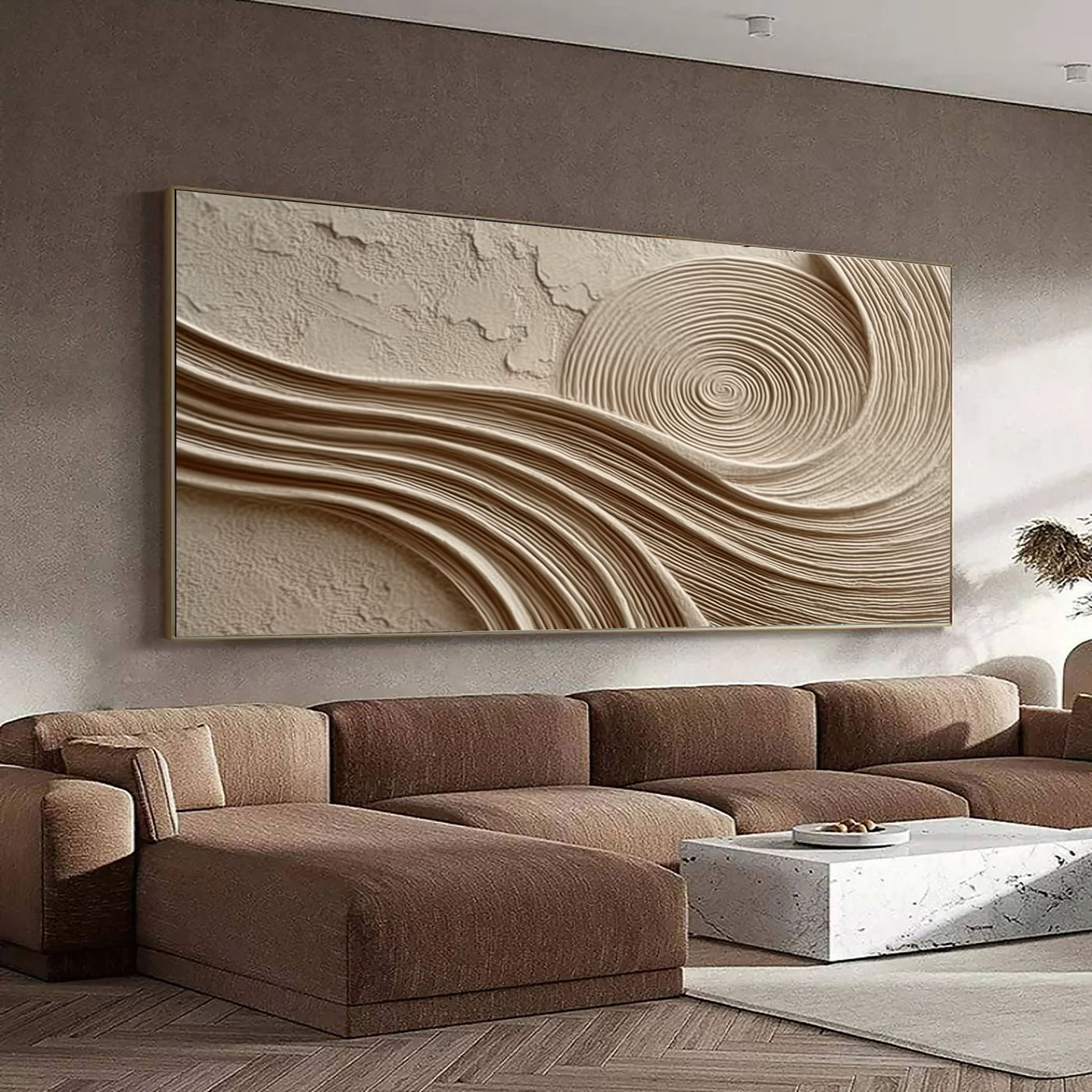 Hypnotic Spiral Texture | Beige Waves