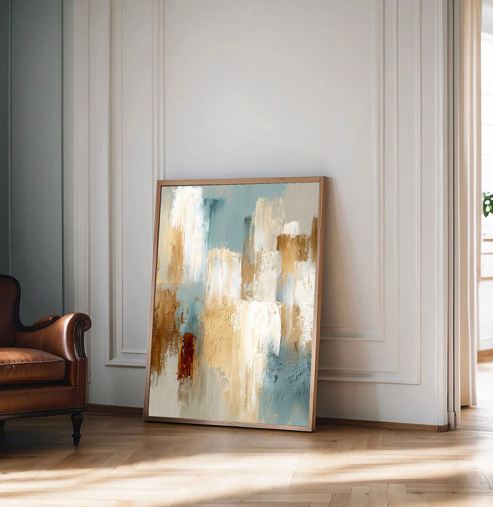 Abstract Brushstroke Harmony | Blue Gold