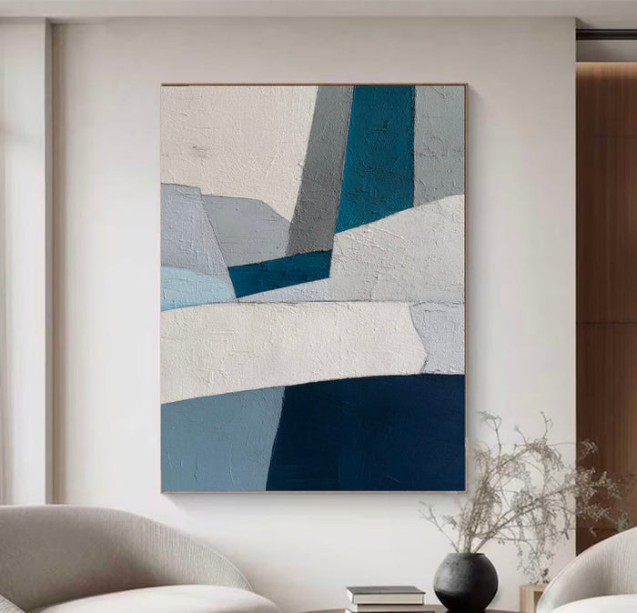 Textured Geometric Blocks | Teal Gray