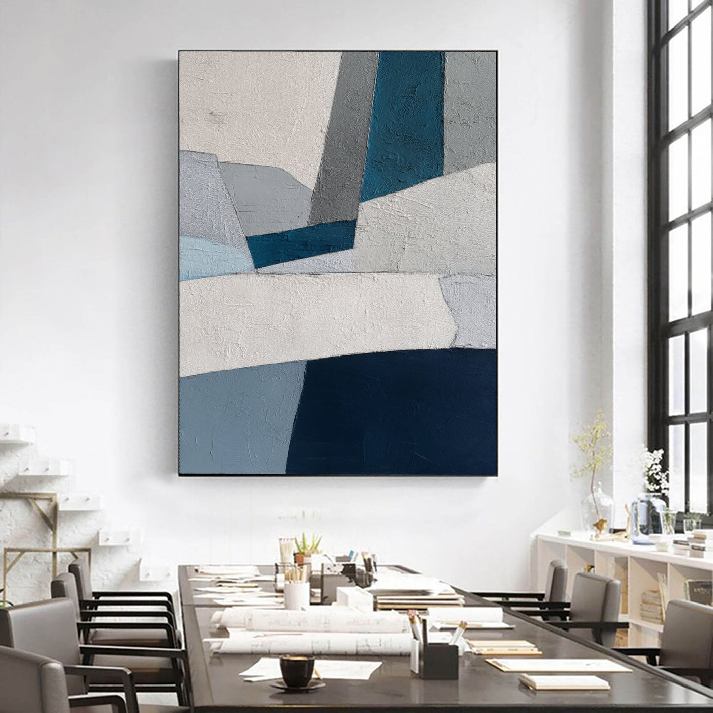 Textured Geometric Blocks | Teal Gray