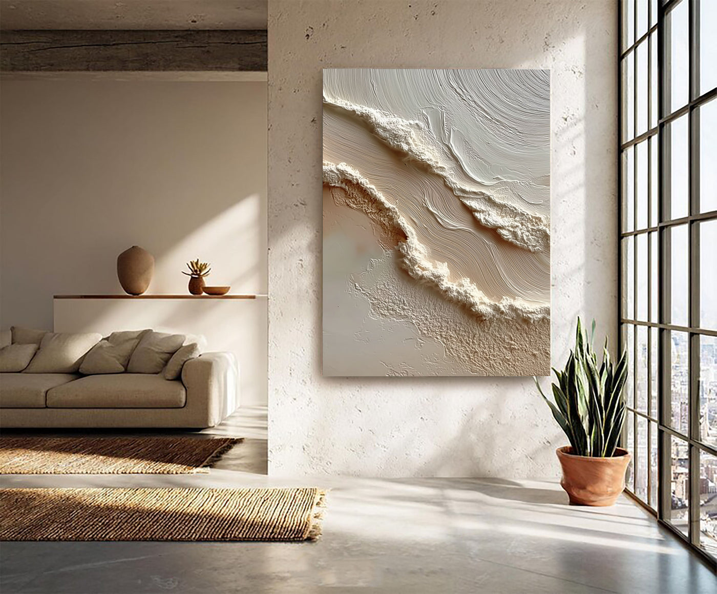 Organic Textured Flow | Beige White