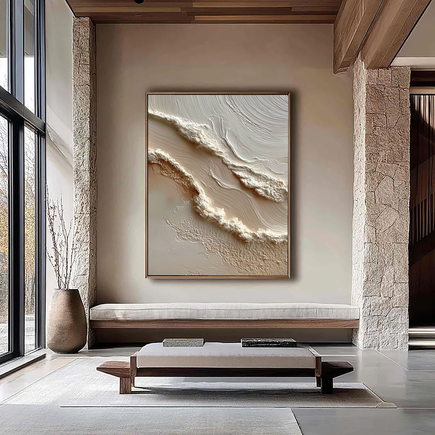 Organic Textured Flow | Beige White