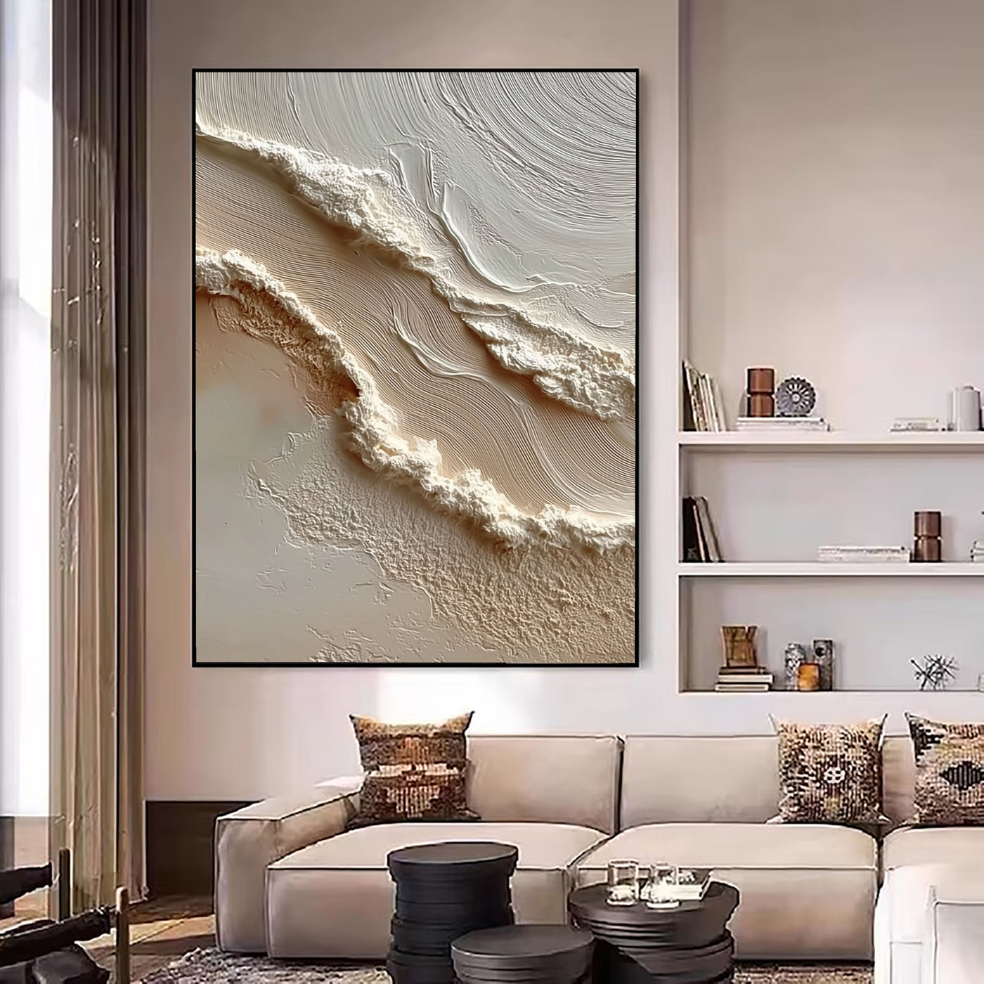 Organic Textured Flow | Beige White