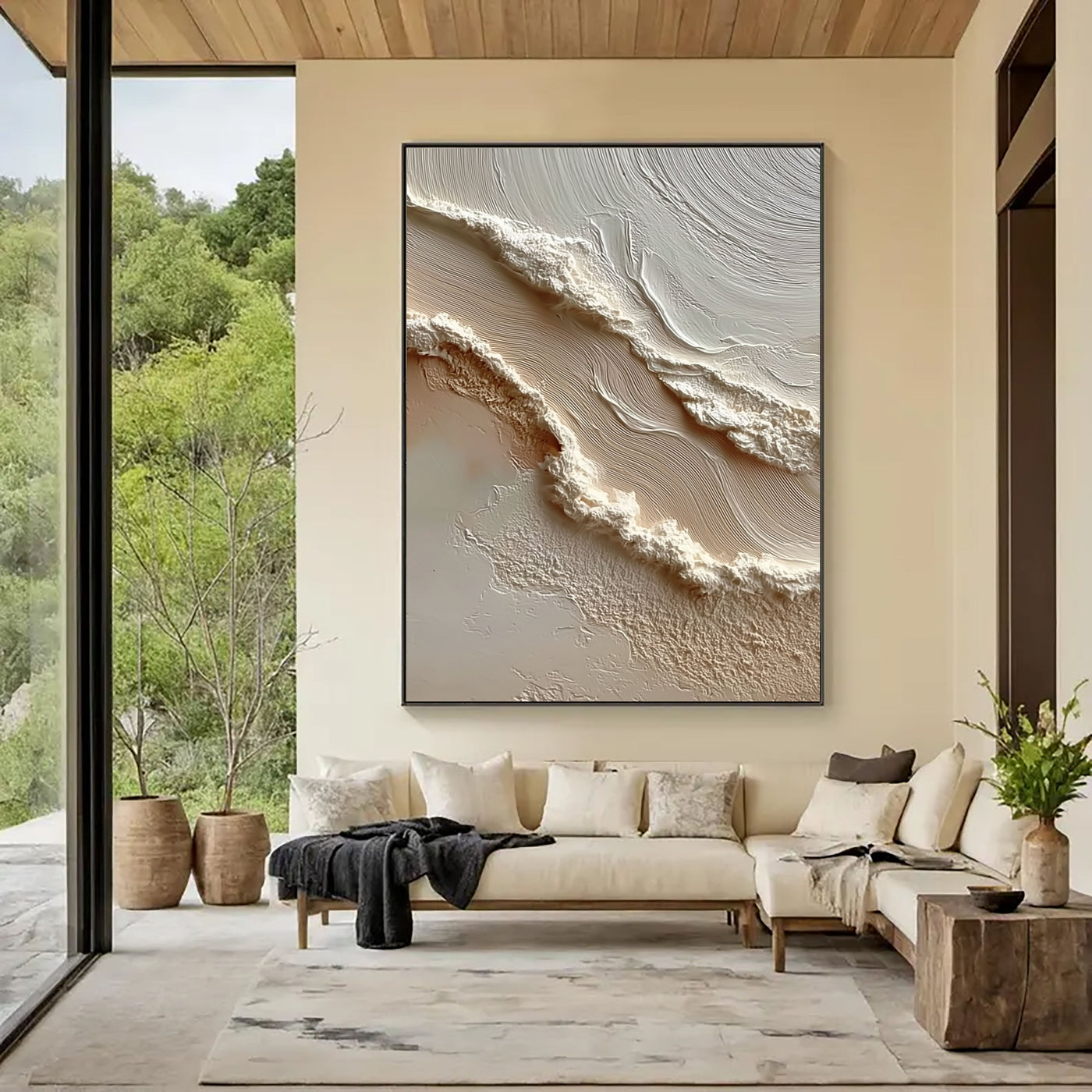 Organic Textured Flow | Beige White