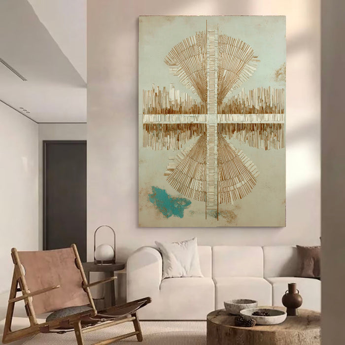 Textured Geometric Elegance | Beige Teal