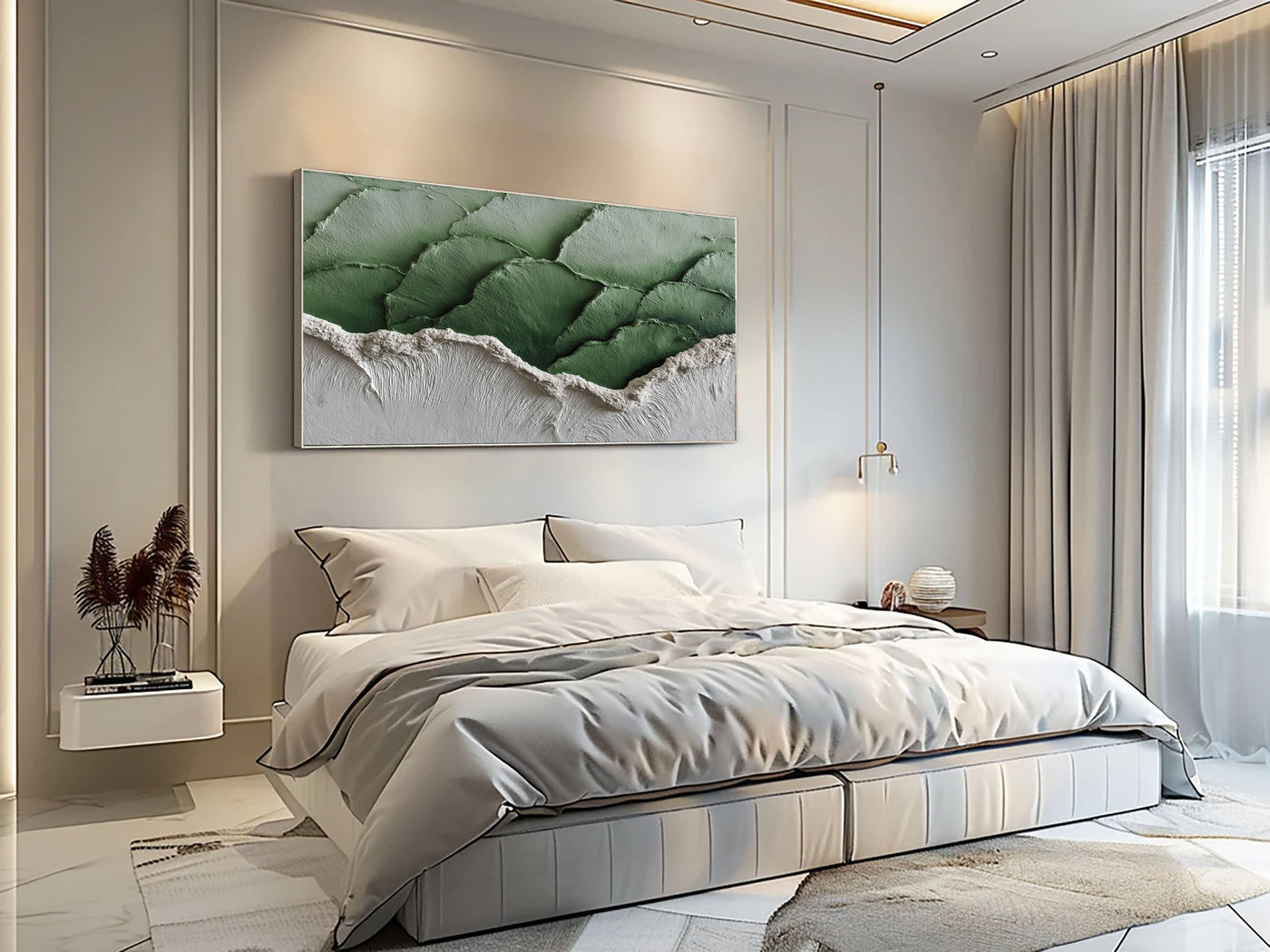 Organic Green Texture | White Sand