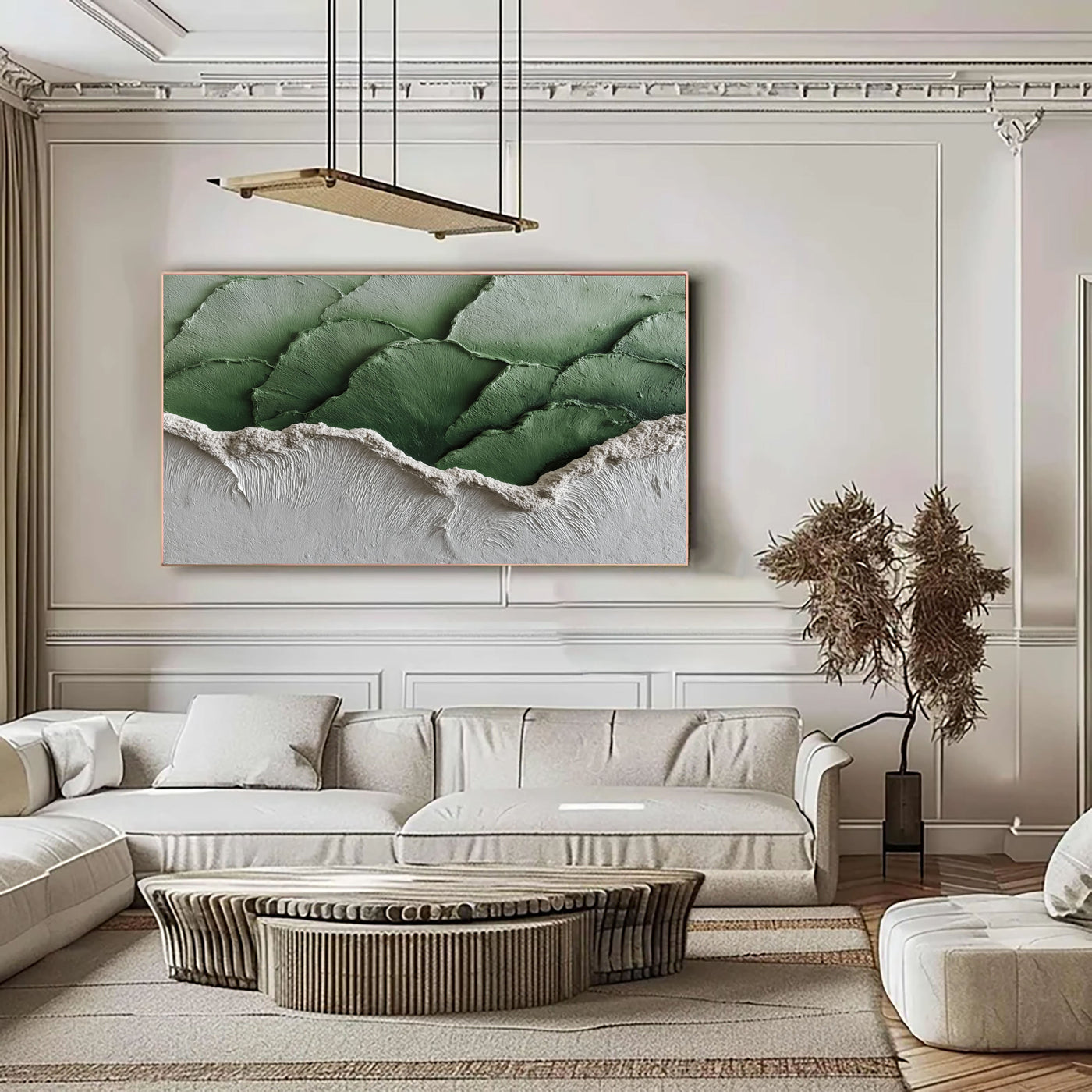 Organic Green Texture | White Sand