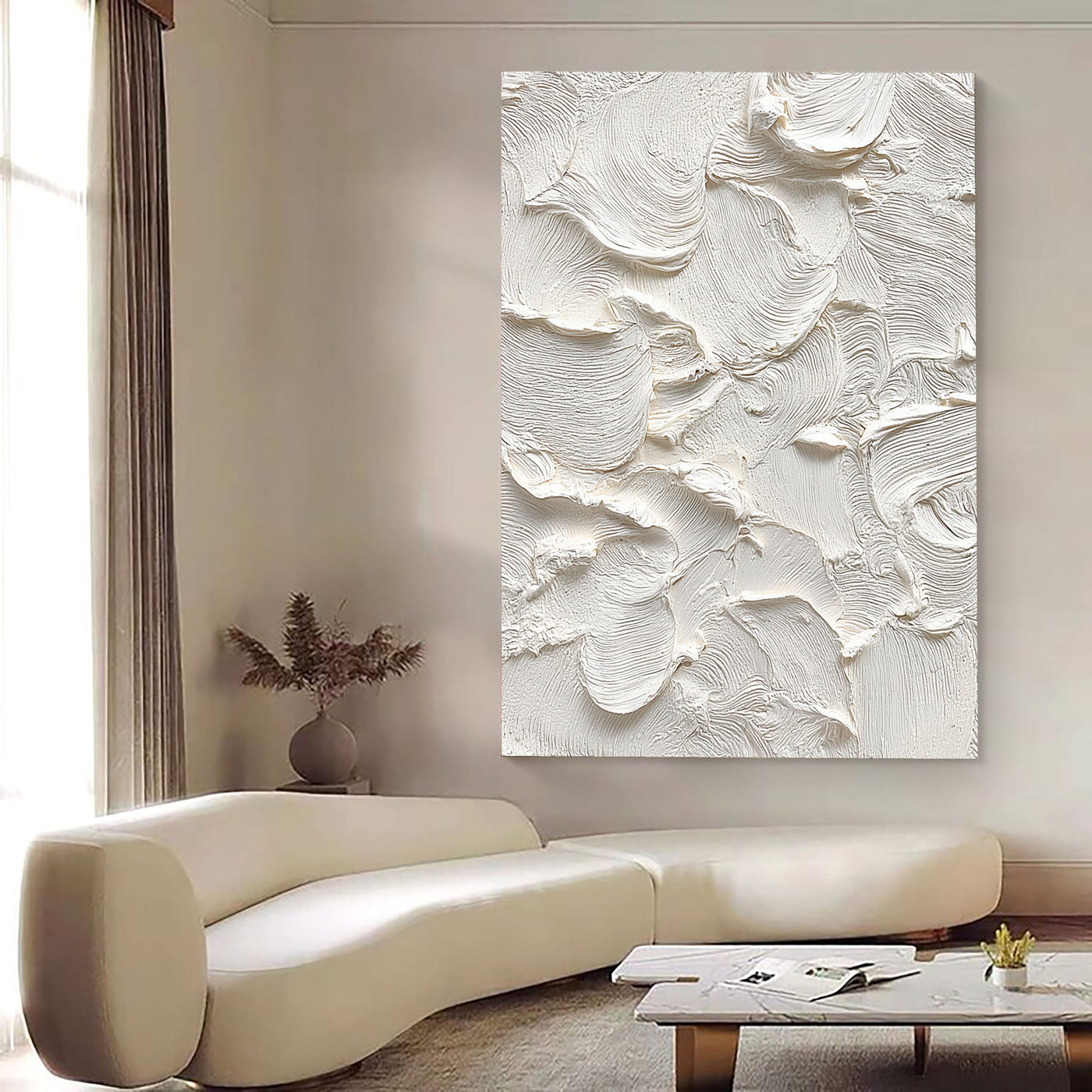 Textured Ivory Opulence | Creamy Swirl
