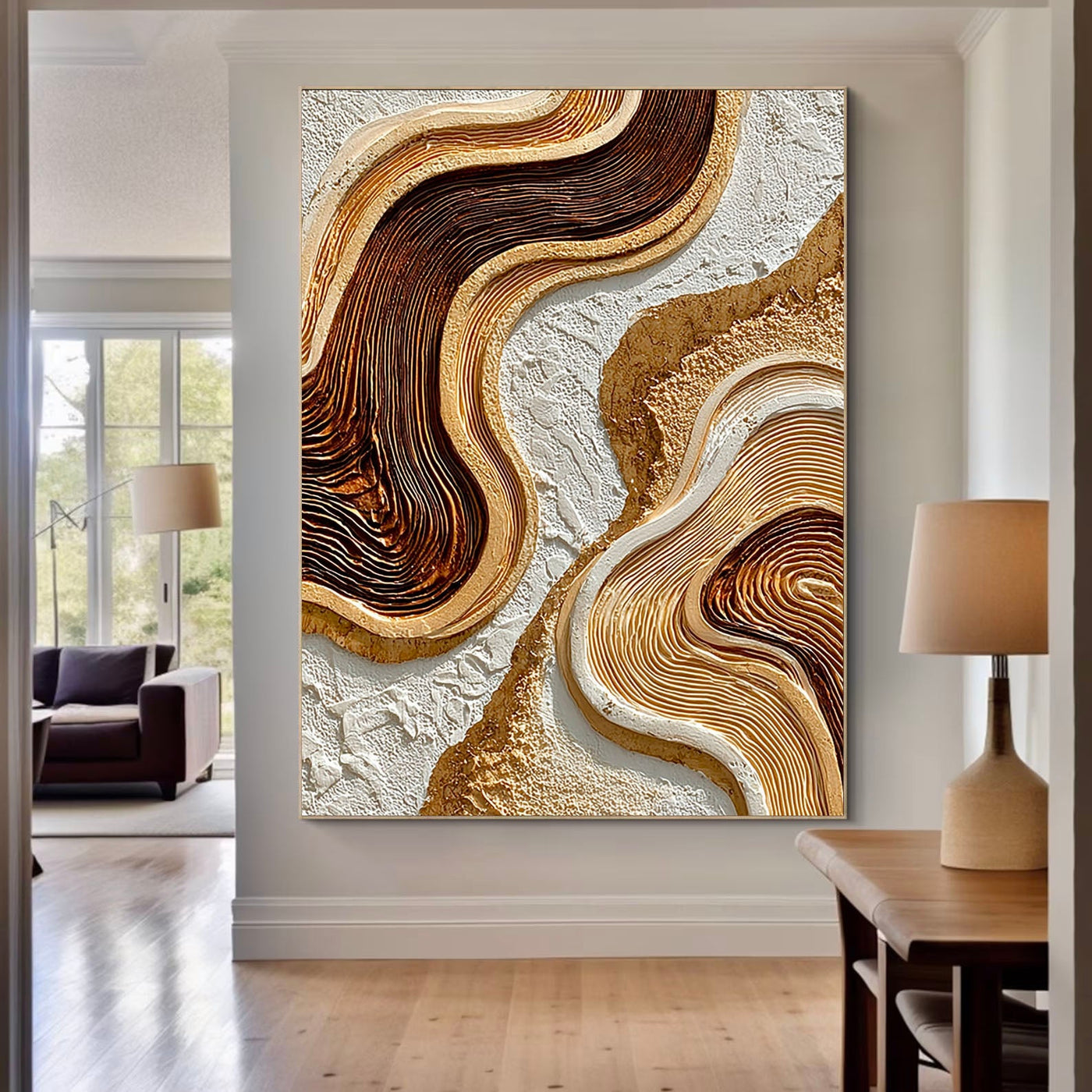 Textured Wave Opulence | Gilded Swirl