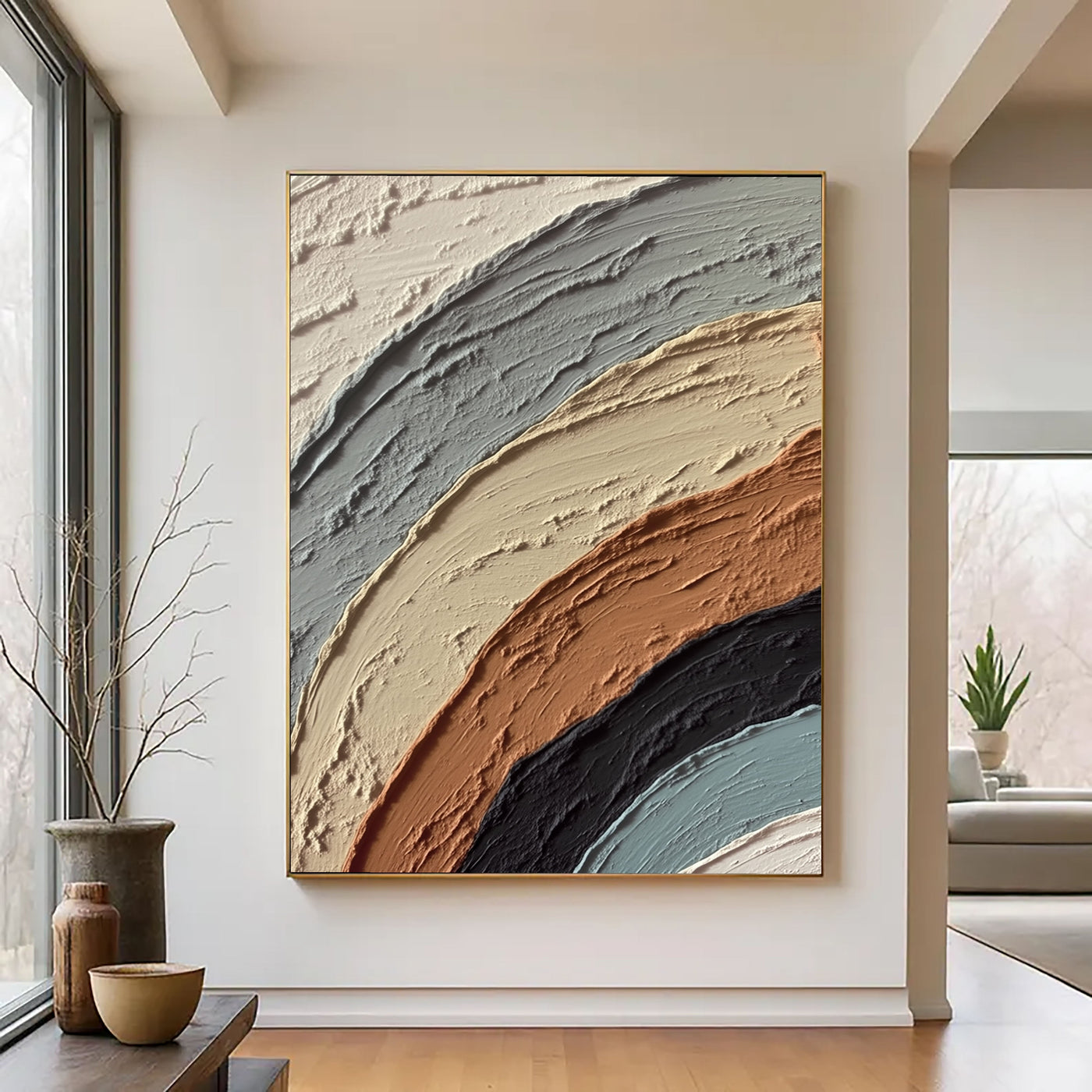 Textured Curved Layers | Terracotta Gray