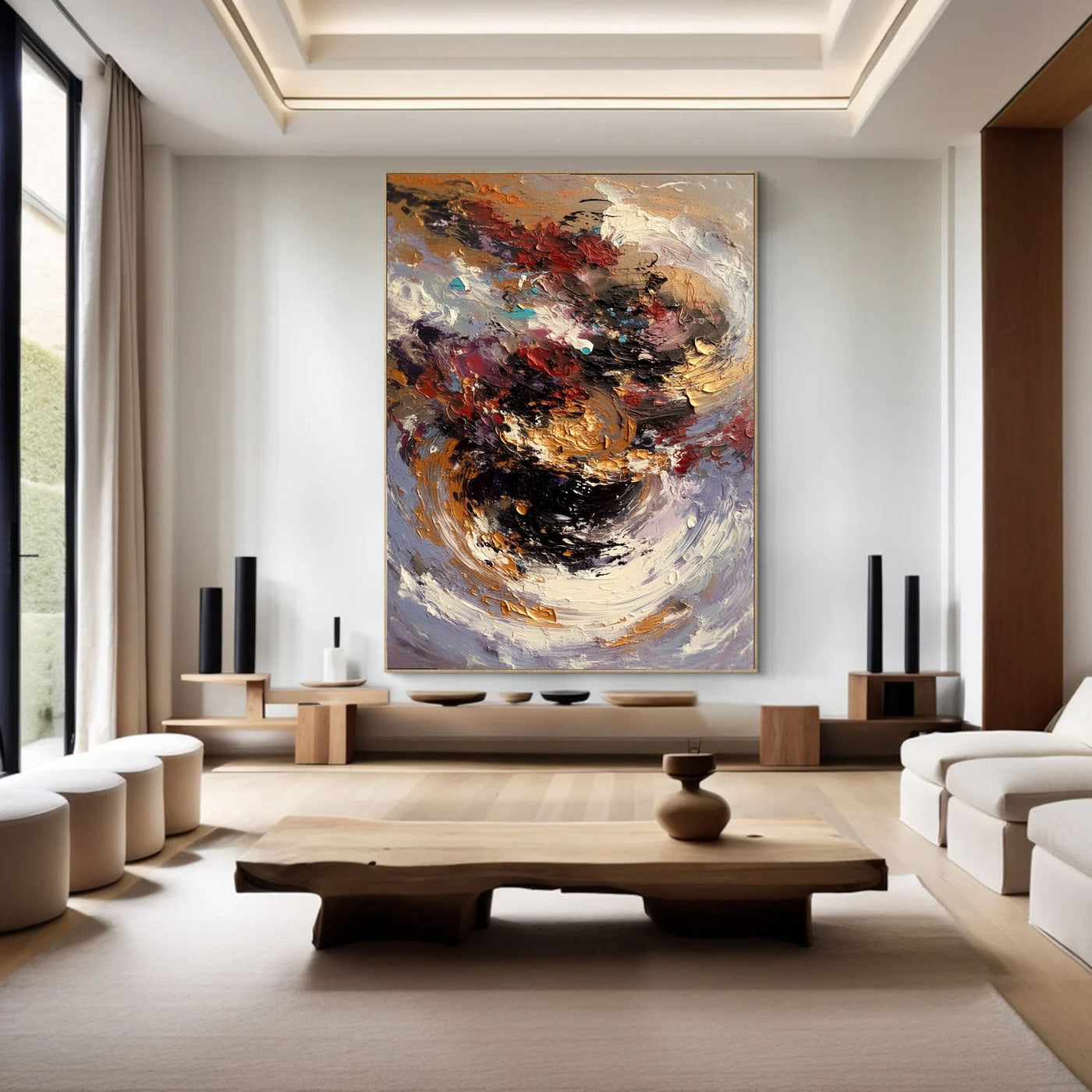 Textured Swirling Vortex | Crimson Gold