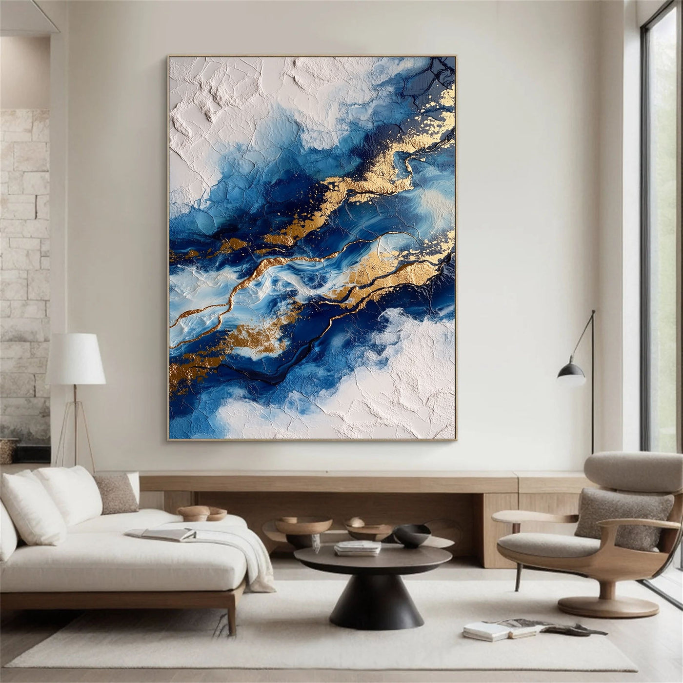 Textured Blue Currents | Indigo Gold