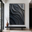 Monochrome Textured Waves | Dark Grey