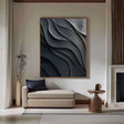 Monochrome Textured Waves | Dark Grey