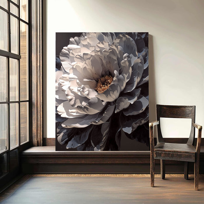 Textured Monochrome Peony | Silver Gold