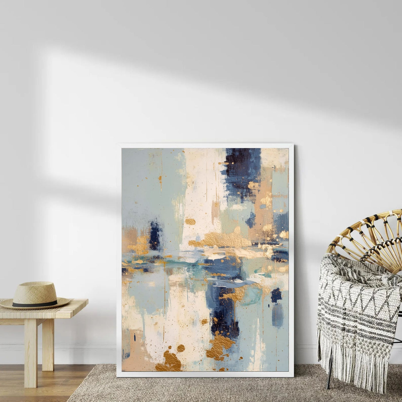 Texturierte abstrakte Pinselstriche | Blau Gold