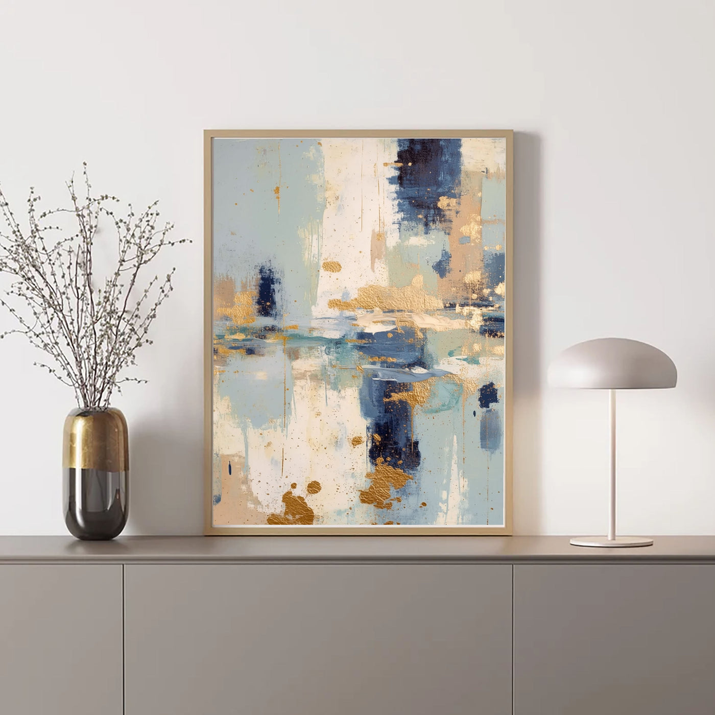 Texturierte abstrakte Pinselstriche | Blau Gold