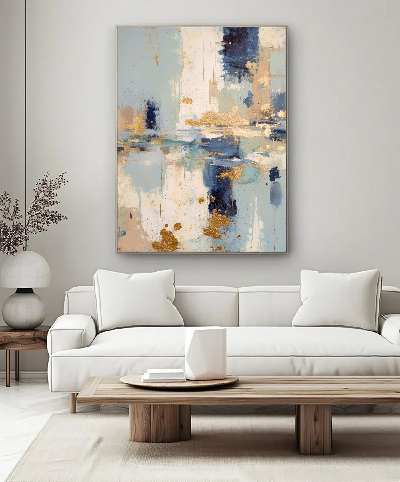 Texturierte abstrakte Pinselstriche | Blau Gold