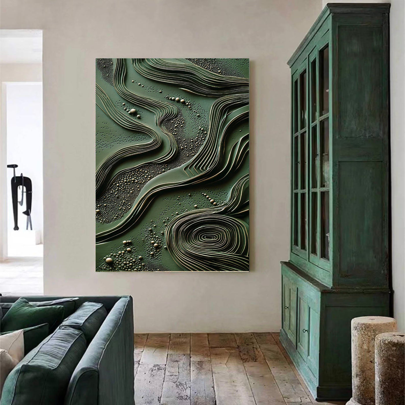 Textured Wave Opulence | Green Gold