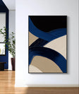 Textured Curved Strokes | Indigo Beige