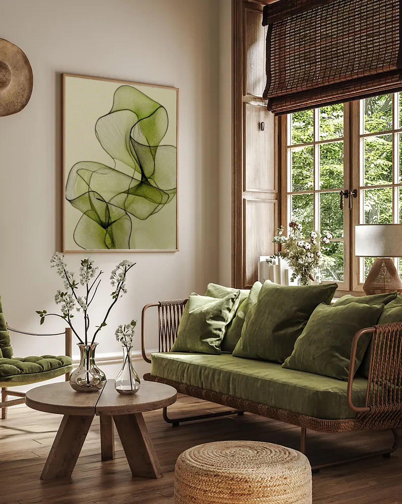 Textured Airy Contours | Muted Greens