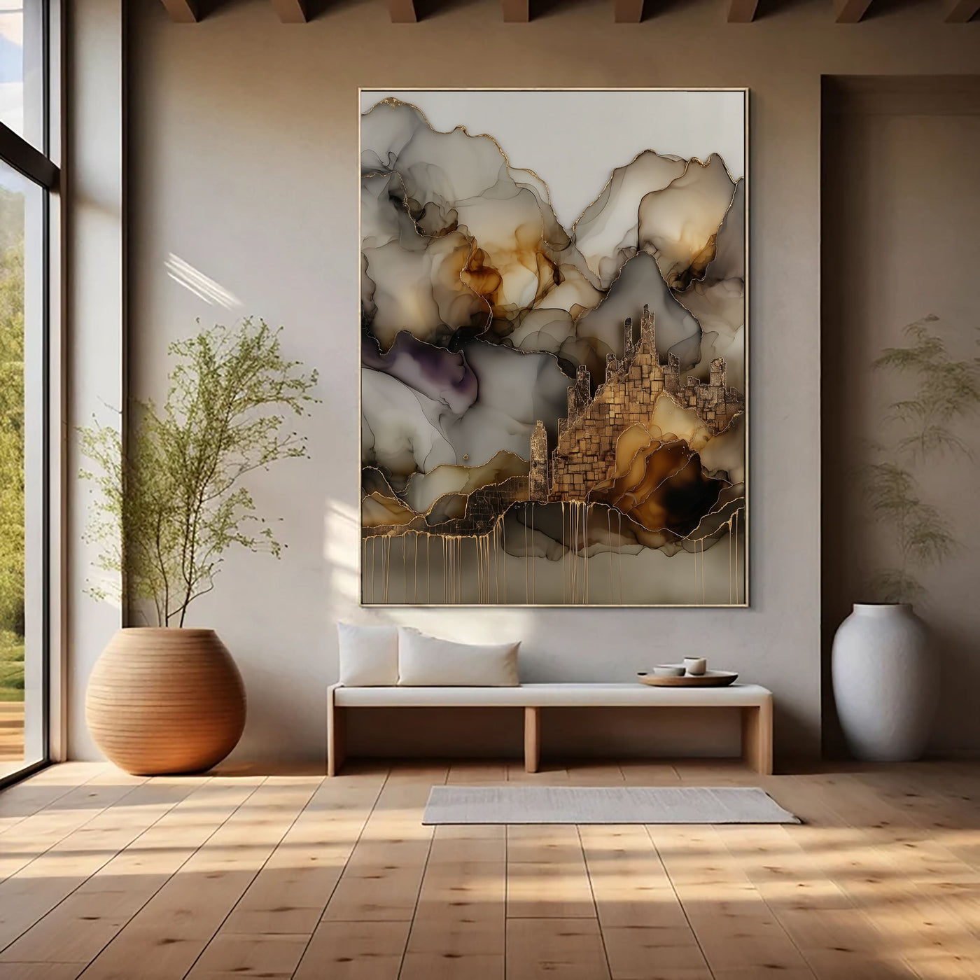 Textured Inkwash Grandeur | Gilded Citadel