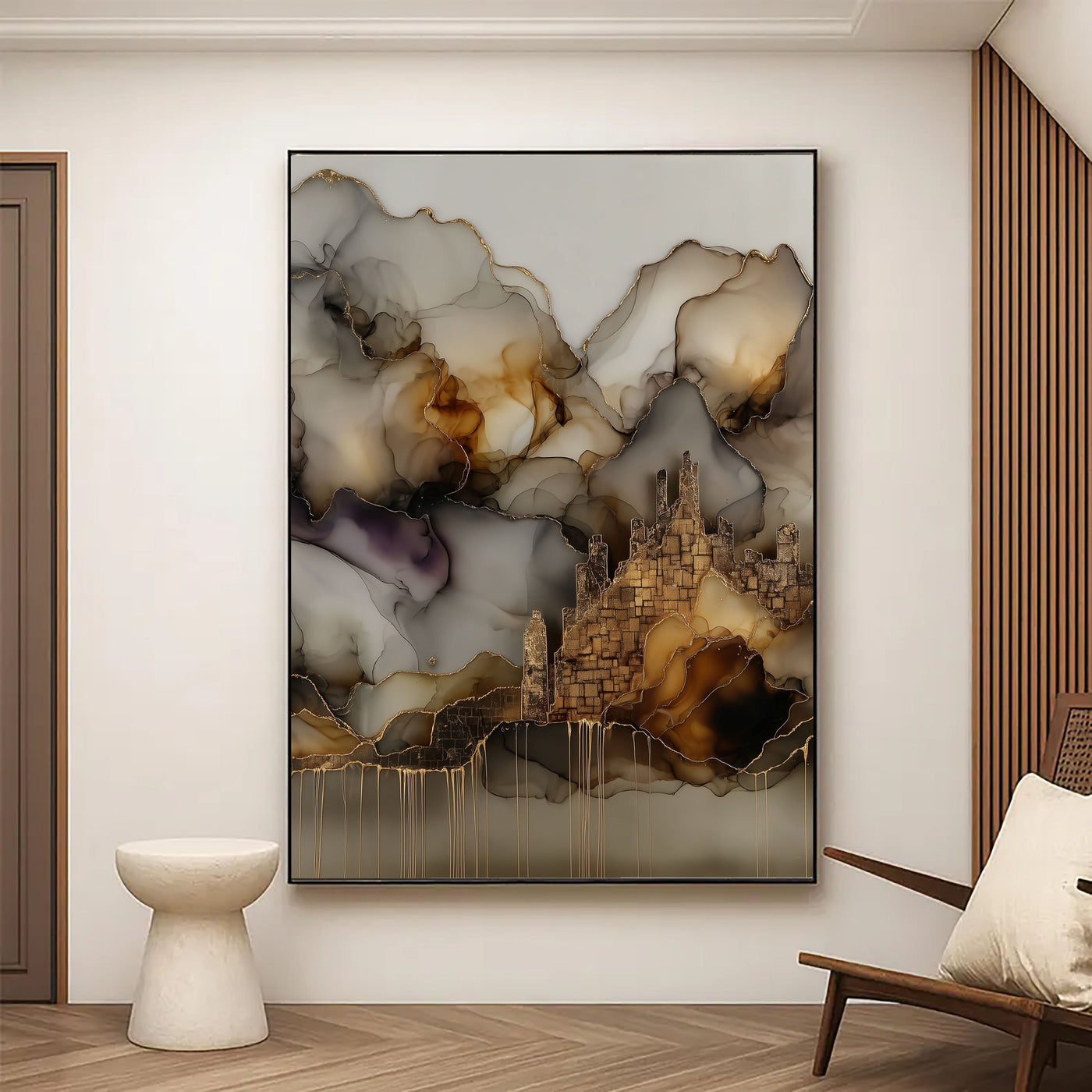 Textured Inkwash Grandeur | Gilded Citadel