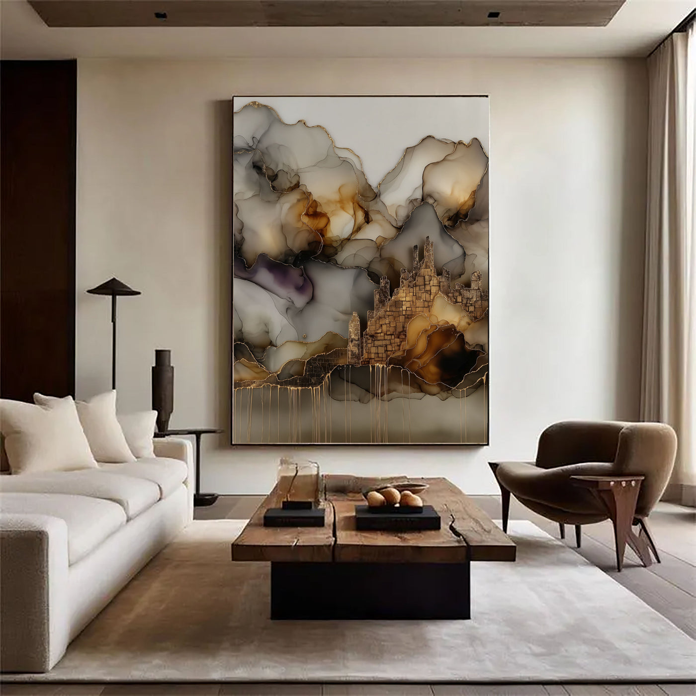 Textured Inkwash Grandeur | Gilded Citadel