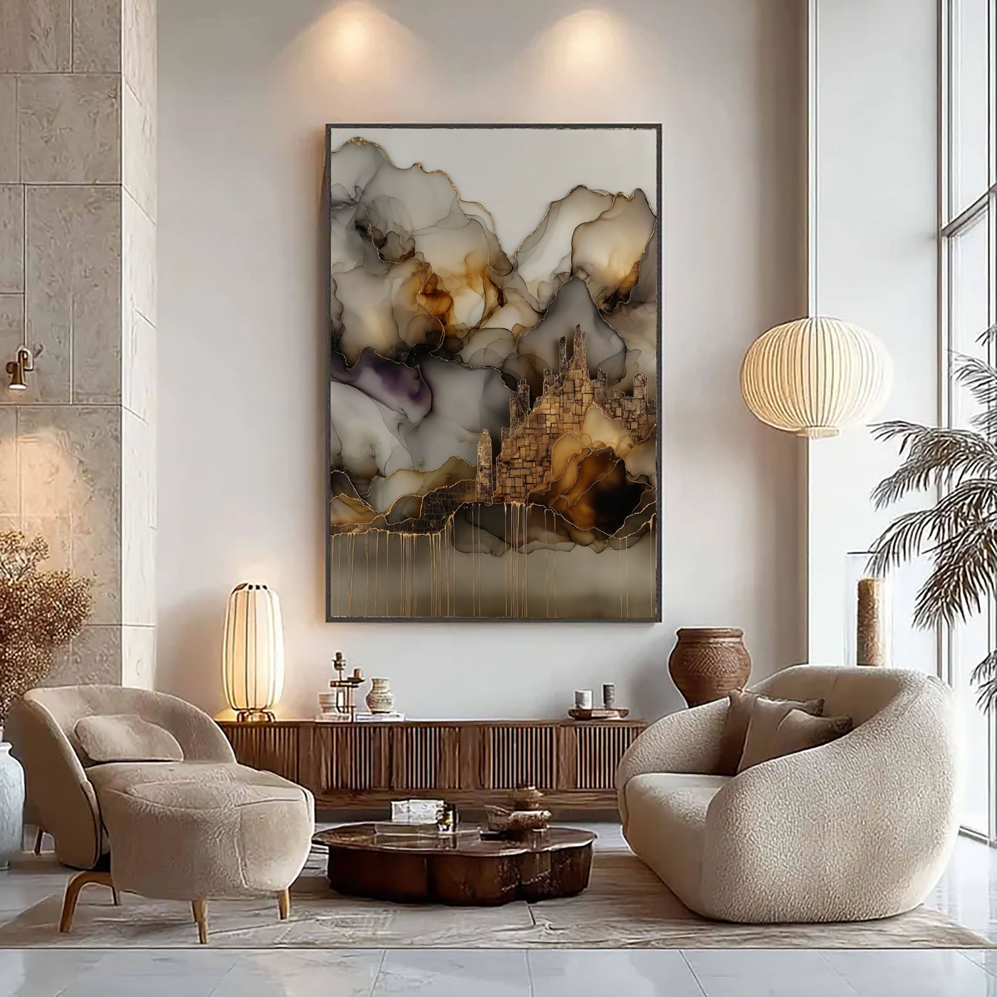 Textured Inkwash Grandeur | Gilded Citadel