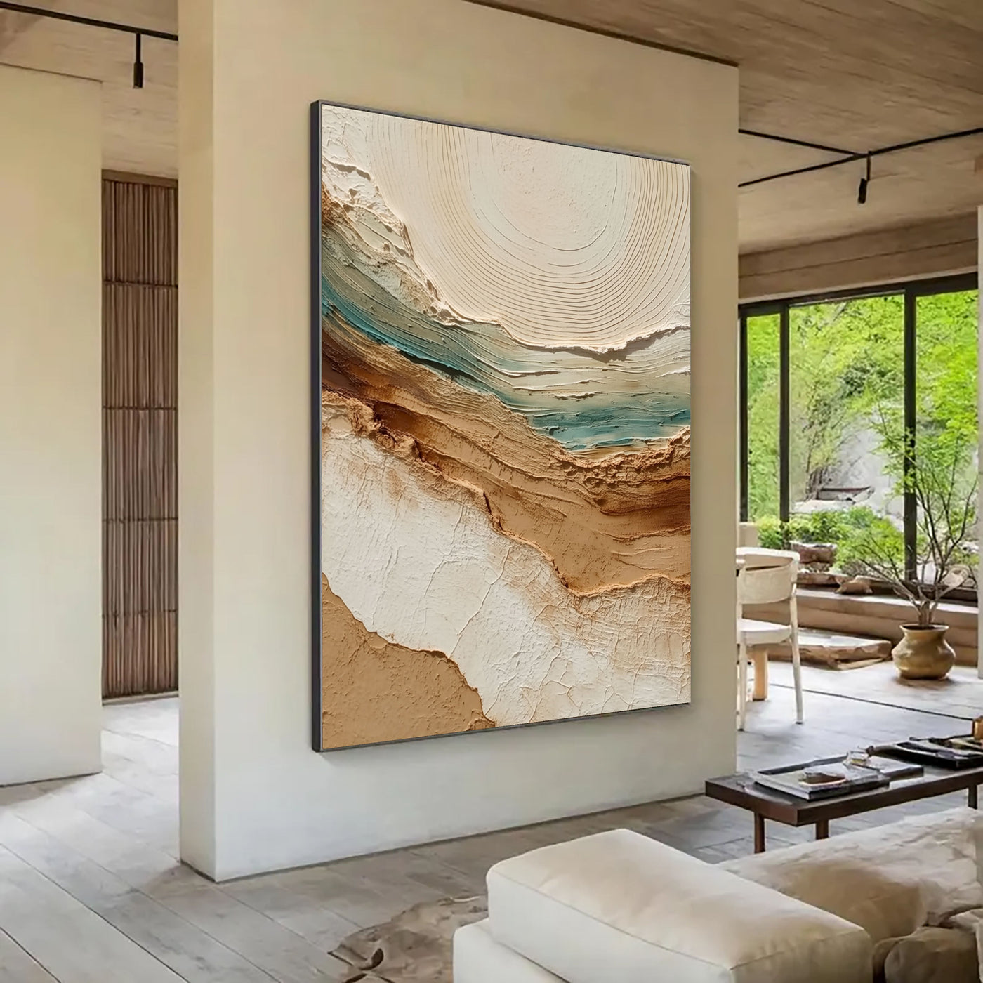 Textured Coastal Strata | Teal Beige