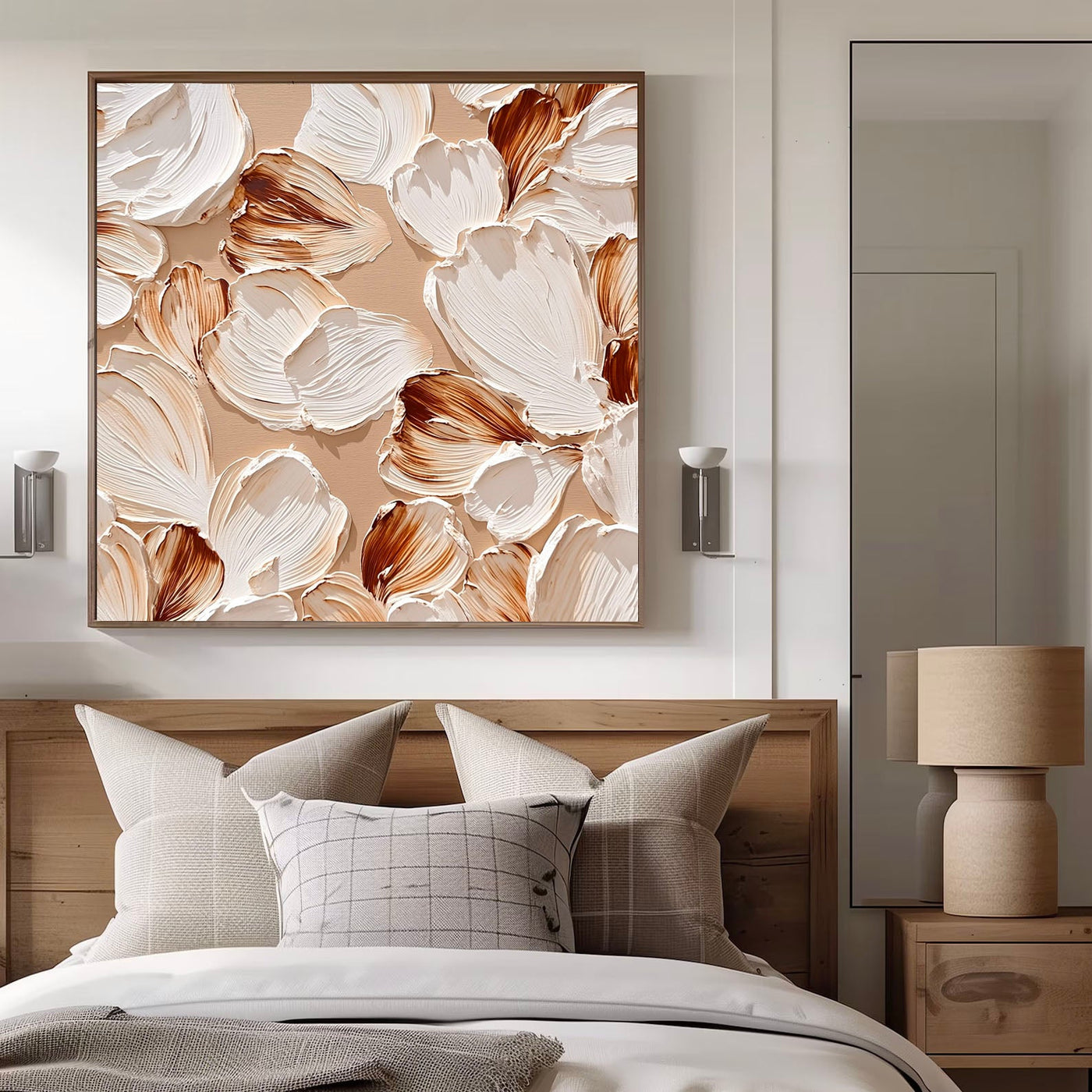 Textured Floral Petals | White Brown