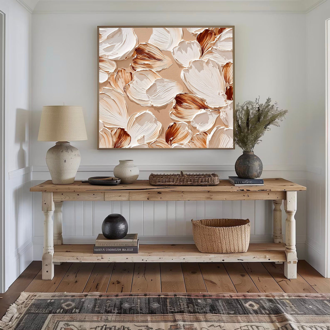 Textured Floral Petals | White Brown