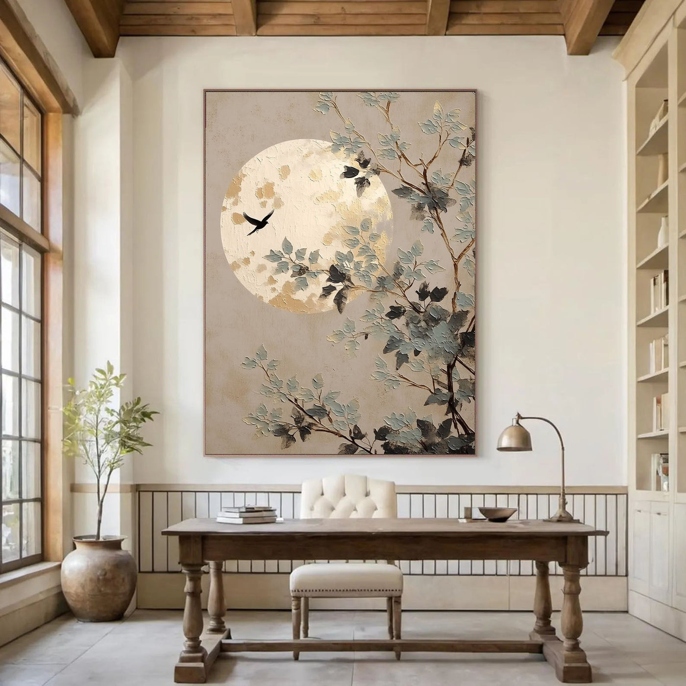 Textured Moonlit Branches | Ivory Gold